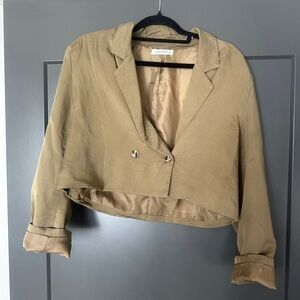 12th Tribe Khaki Cropped Blazer
